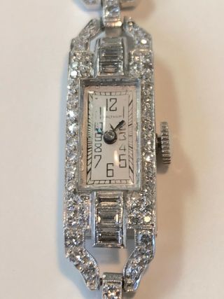 Elegant Waltham Art Deco watch 144 diamonds vintage platinum apprsd $3500 2