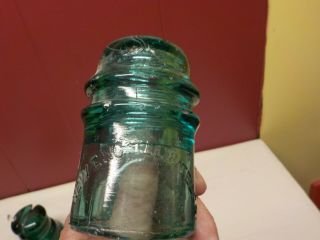 Antique Vintage Eng Tel & Tel Co Clear Green Glass Insulator