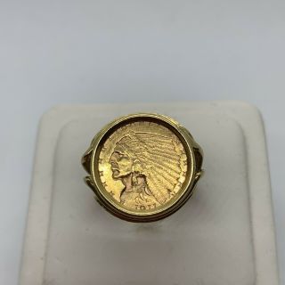 Vintage 18k Yellow Gold $2.  5 Indian Head Liberty Coin Ring 1911 Antique 13.  1g
