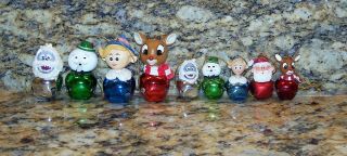 9 Roman Rudolph Red - Nosed Reindeer Bell Ornaments Santa Claus Sam Hermey Bumble