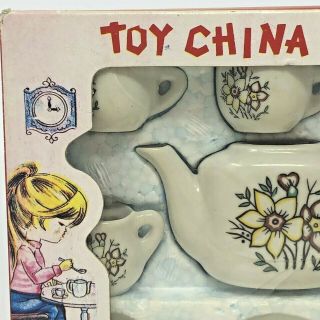 NOS TG&Y Toy China Tea Set 1970 ' s Made in Taiwan Box Flowered Vintage 3