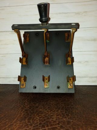 Vintage Barkelew 3 Pole Copper Knife Switch Steampunk Frankenstein 60amp 250 V