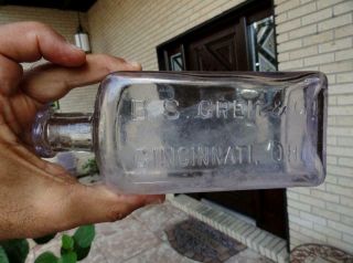 Early B.  S.  Greil & Co.  Whiskey Flask Bottle Cincinnati,  Ohio Oh Late 1800’s