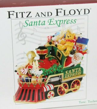 Fitz & Floyd Santa Express Train Mobile Music Box Plays Toy Land Christmas Mib