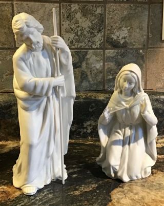 Vintage Homco 2 Pc White Porcelain Nativity Mary & Joseph Figurines 5614