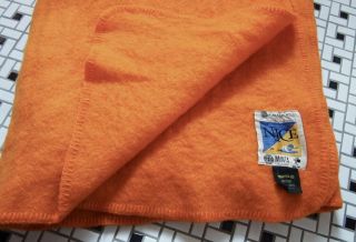 Vtg Manta Orange Wool 80x94 " Blanket Made In Belgium