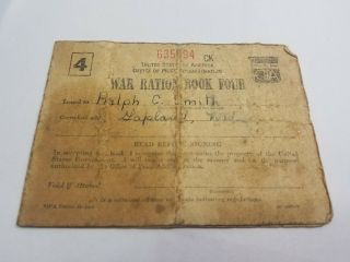 Ww2 Wwii Us U.  S.  War Ration Book No.  4,  Stamps,  World,  Home Front,  Usa