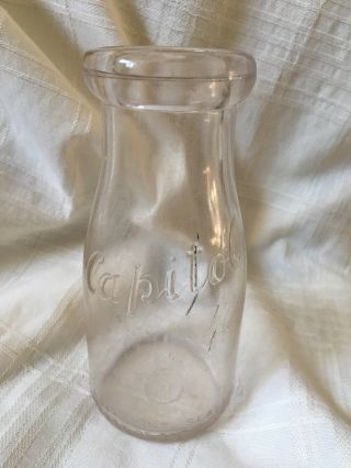 Vintage Half Pint Milk Bottle Capitol Dairy Company Chicago Illinois