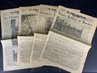 4 Vintage 1944 Stars & Stripes Newspapers Paris Ed.  1st Closes Aachen Gap