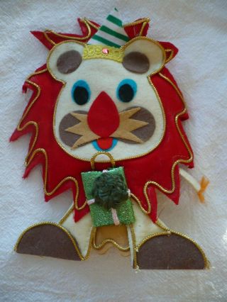 Vintage Lion,  Felt Christmas Ornament,  Made In Japan