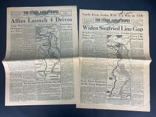 4 Vintage 1944 Stars & Stripes Newspapers Paris Ed.  Allies Launch 4 Drives 2