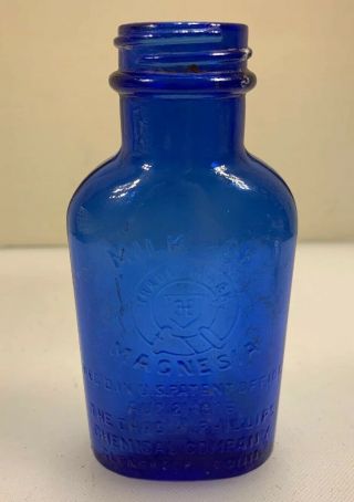 Milk Of Magnesia Cobalt Blue Vintage Bottle Phillips Chemical 5” Glenbrook Conn