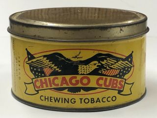 Old Vintage 1936 Chicago Cubs Chewing Tobacco Round Litho Tin