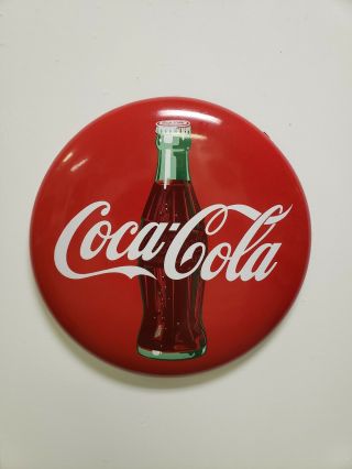 Vintage 24 " Porcelain Coca Cola Button Sign Coke Bottle 2 Ft Enameled One