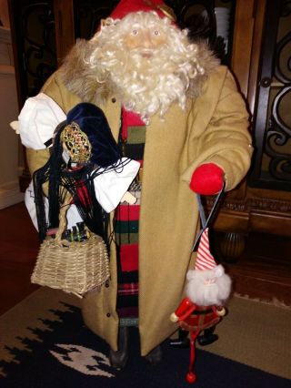 Vintage Large 24 " Handmade Santa Claus,  Doll Father Time,  House Of Hatten,  Dee Gann