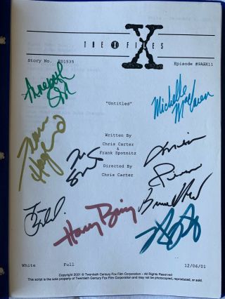 Autographed Providence X - Files White Production Script