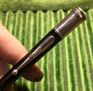 Early Sheaffer Made Craig Flat Top Pencil In Black W/ Nickel Trim