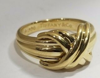Tiffany & Co.  18k Yellow Gold Vintage 1990 Signature X Love Knot Ring 5.  5