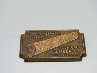 Vintage Brass Chicago Lumber Company Advertising Paper Weight Omaha Nebr Ne