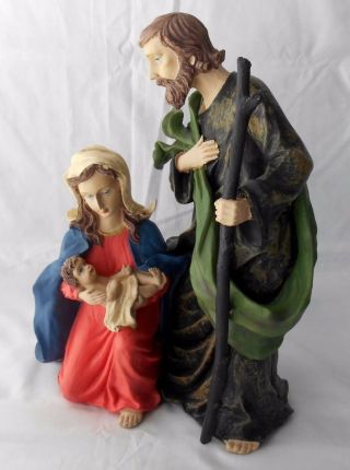 Resin Christmas Nativity Mary Joseph Baby Jesus 1 Pc.  14 " X 10 1/2 "