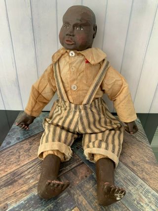 Vintage Black Maynard Arnett Country Store Farm Kid Dandy Wood Resin Doll