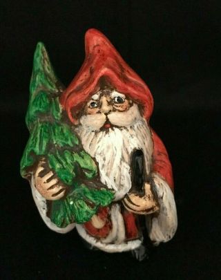 Vintage Old World Santa With Christmas Tree Hand Painted Ceramic Figurine