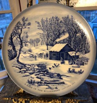 Currier & Ives “a Home In The Wilderness” Decorative Plate Japan Wall Hanging