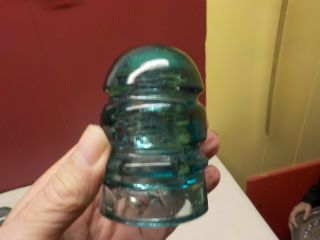 Antique Vintage Marked With A Star Clear Green Glass Insulator