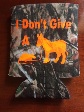I Dont Give A Rats Ass Funny Novelty Can Cooler Koozie Camo & Orange