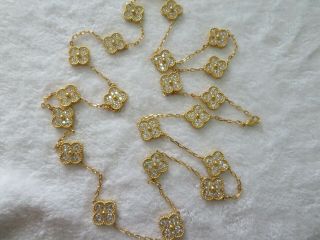 Van Cleef & Arpels Vintage Alhambra 18k Yellow Gold 20 Motif Diamond Necklace