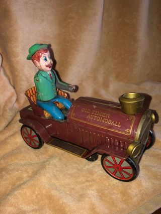 Old Timer Automoball Tin Toy Battery Operated Japanese Vintage