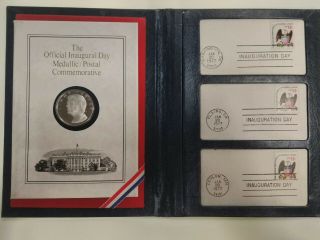 President Jimmy Carter Inauguration.  999 Silver Medal & Stamp Set FRANKLIN 3