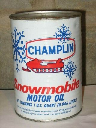 Champlin Snowmobile Motor Oil Metal Quart Can with Graphic Snowmobile 2