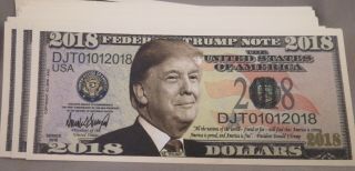 Of 100 2018 Donald Trump Fake Novelty Money Federal Usa Banknote