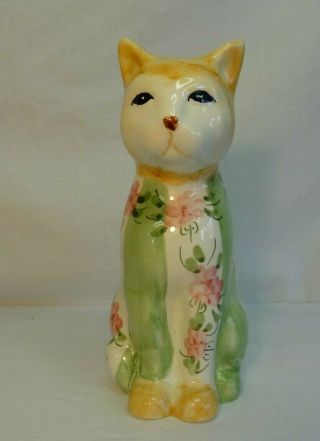 Very Very Cute Vintage “country Rose” Hand - Painted Cat By Seymour Mann