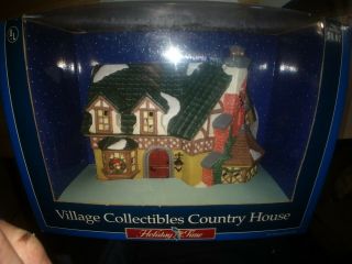 Holiday Time Country House Village Collectibles Porcelain Hand Painted 6 3/4 "