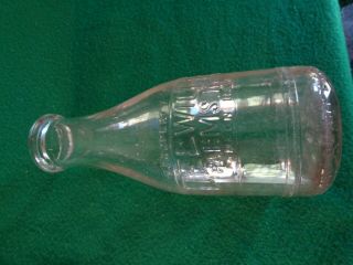 Vintage Delwiche Farms Inc Green Bay Wi Glass Milk Bottle Embossed Lettering 10 "