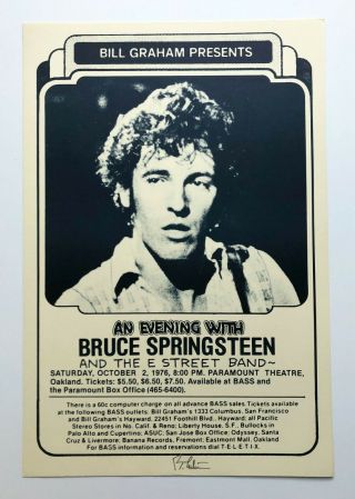 Bruce Springsteen E Street Band Randy Tuten Signed Bill Graham Rock Poster