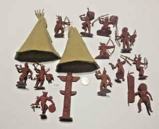 Marx Fort Apache Indian Accessories With Teepee And Totem Pole