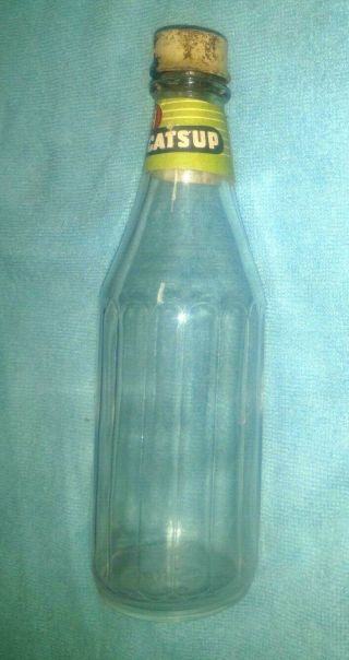 Vintage Iga Tomato Catsup Bottle With Cork Cap