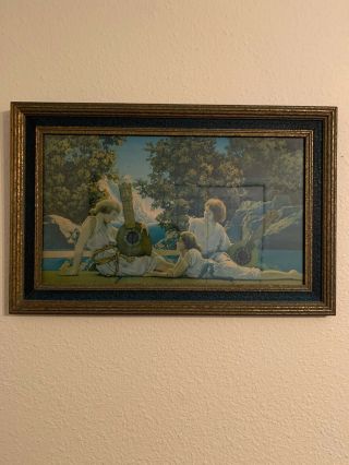 Vintage Maxfield Parrish Print " Land Of Make Believe " With Frame