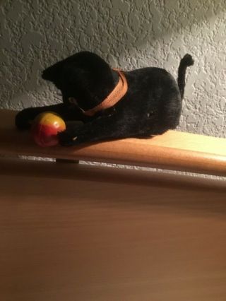 Vintage 1940s Mechanical Black Cat With Ball/ Vintage Wind - Up Toy Cat Japan