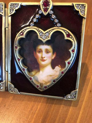 JAY STRONGWATER Maroon Jewel Blue Heart Folding Portrait Frame 3