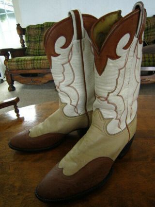 Vintage Tony Lama Unique Ostrich Cowboy Boots - Men 