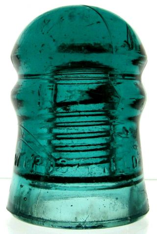 Cd 126 Dark Aqua W.  Brookfield Antique Glass Telegraph Insulator Blobtop