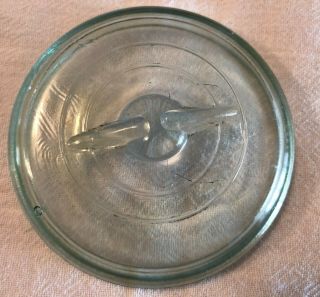 Vintage Glass Canning Jar Lid Wire Bail Top Blue Green