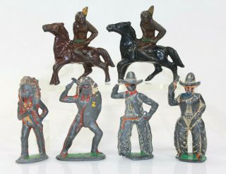 Barclay & Manoil Cowboys & Indians,  Horses Group Of 6 Lead Toys Figures No.  18
