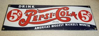 Ande Rooney Drink Pepsi Cola Porcelain Sign Thick Heavy Brass Grommets Nos 18 "