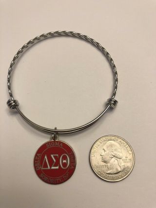 Delta Sigma Theta Stainless Bangle W/red Charm