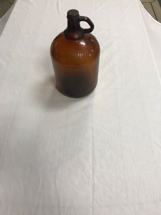 Vintage One Gallon Clorox Brown Glass Bleach Bottle Jug With Metal Cap Embossed